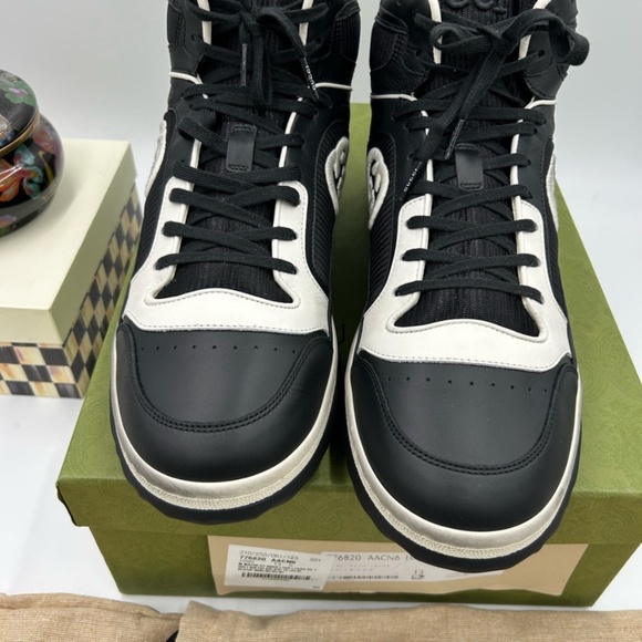 Men’s Gucci Mac 80 high top leather sneakers size 13 made in Italy - Picture 9 of 11
